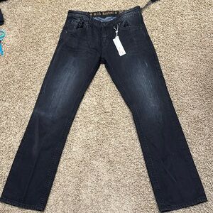 Men’s sz 36 Rock Revival Rob Straight black new jeans x 33 long